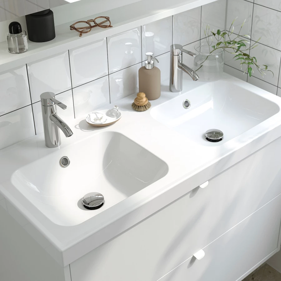 Тумба для ванной - ÄNGSJÖN / ORRSJÖN /АNGSJОN/ ORRSJОN  IKEA/ ЭНГСЬЕН / ОРРСЬЕН  ИКЕА,  102х69 см , белый/коричневый (изображение №5)