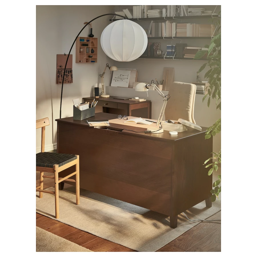 Письменный стол с ящиками - IKEA IDANÄS/IDANAS/ИДАНЭС/ИДАНАС ИКЕА, 152х70 см, коричневый (изображение №4)