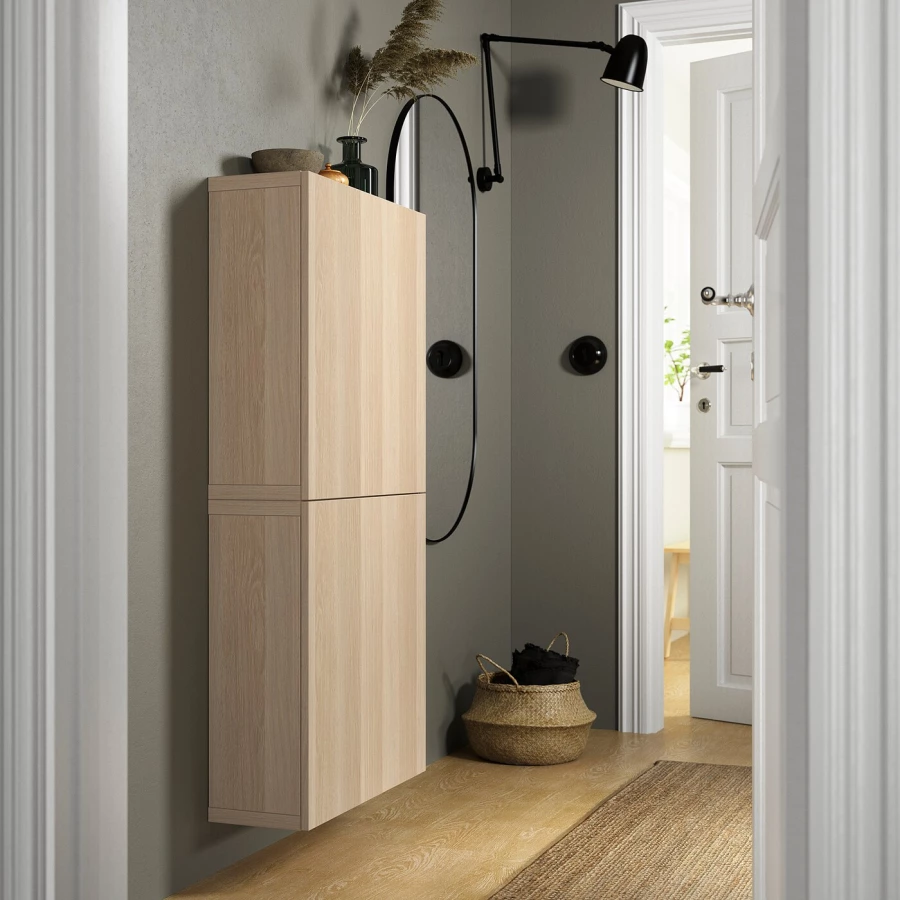 Навесной шкаф - IKEA BESTÅ/BESTA, 60x22x128 см, коричневый, БЕСТО ИКЕА (изображение №3)