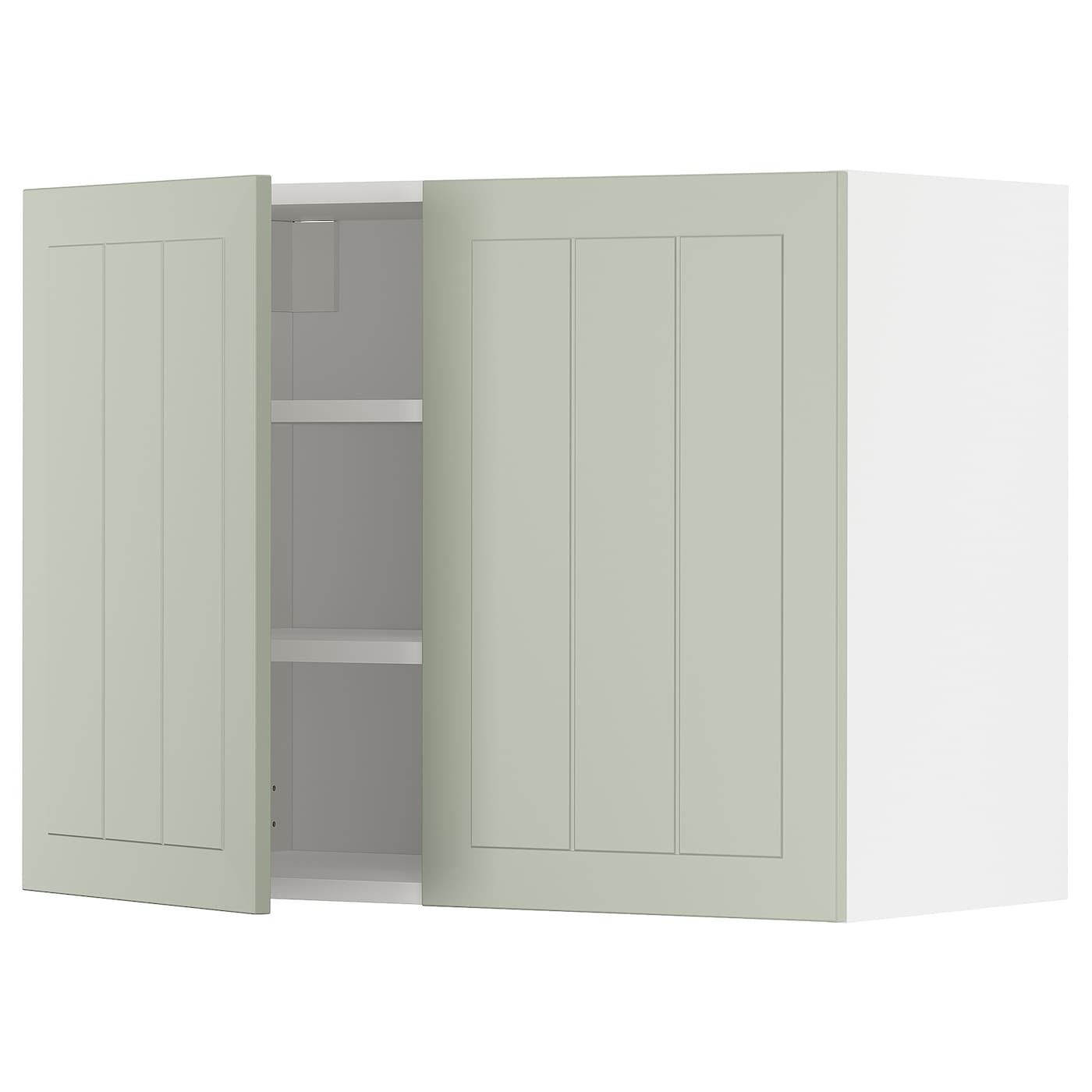 Навесной шкаф с полкой - METOD IKEA/ МЕТОД ИКЕА, 60х80 см, белый/зеленый