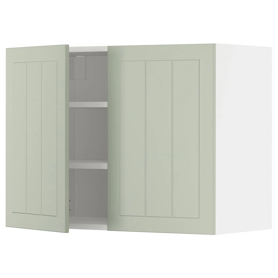 Навесной шкаф с полкой - METOD IKEA/ МЕТОД ИКЕА, 60х80 см, белый/зеленый (изображение №1)
