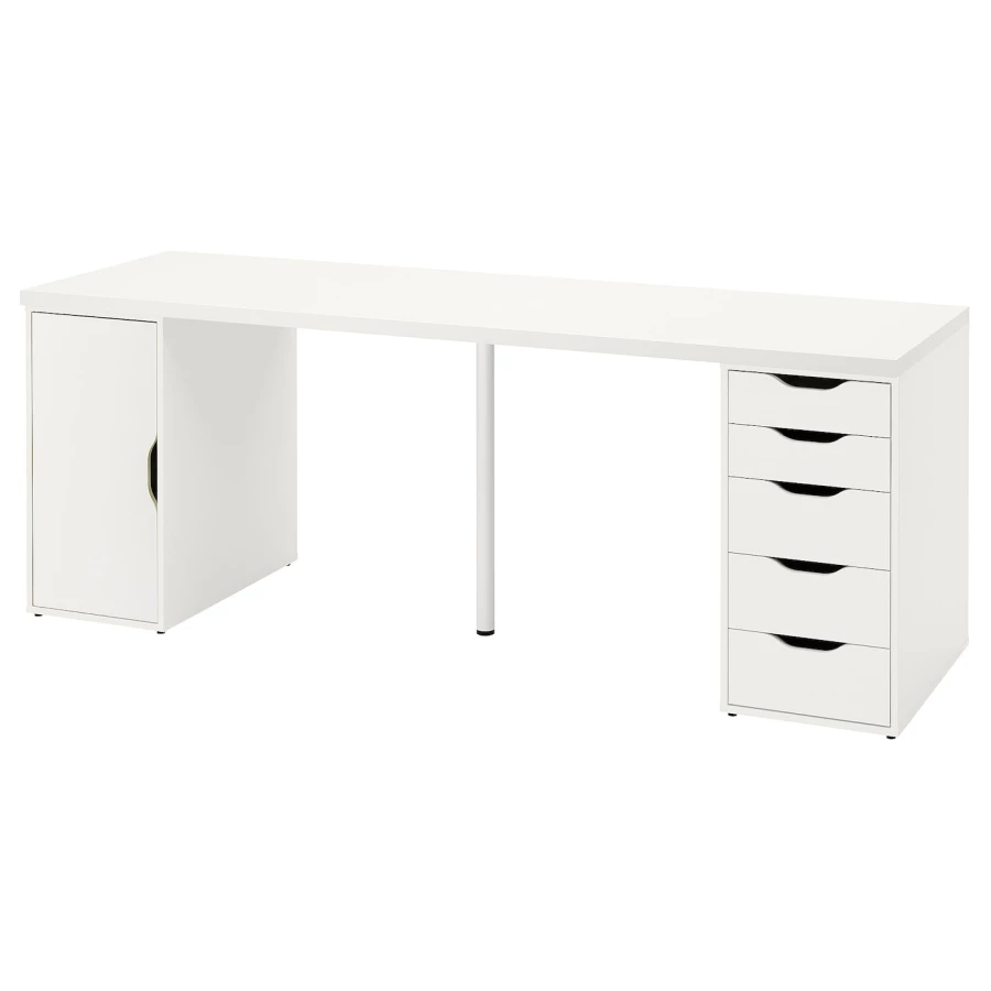 Письменный стол с ящиками - IKEA ALEX/АЛЕКС ИКЕА, 200x60 см, белый (изображение №1)