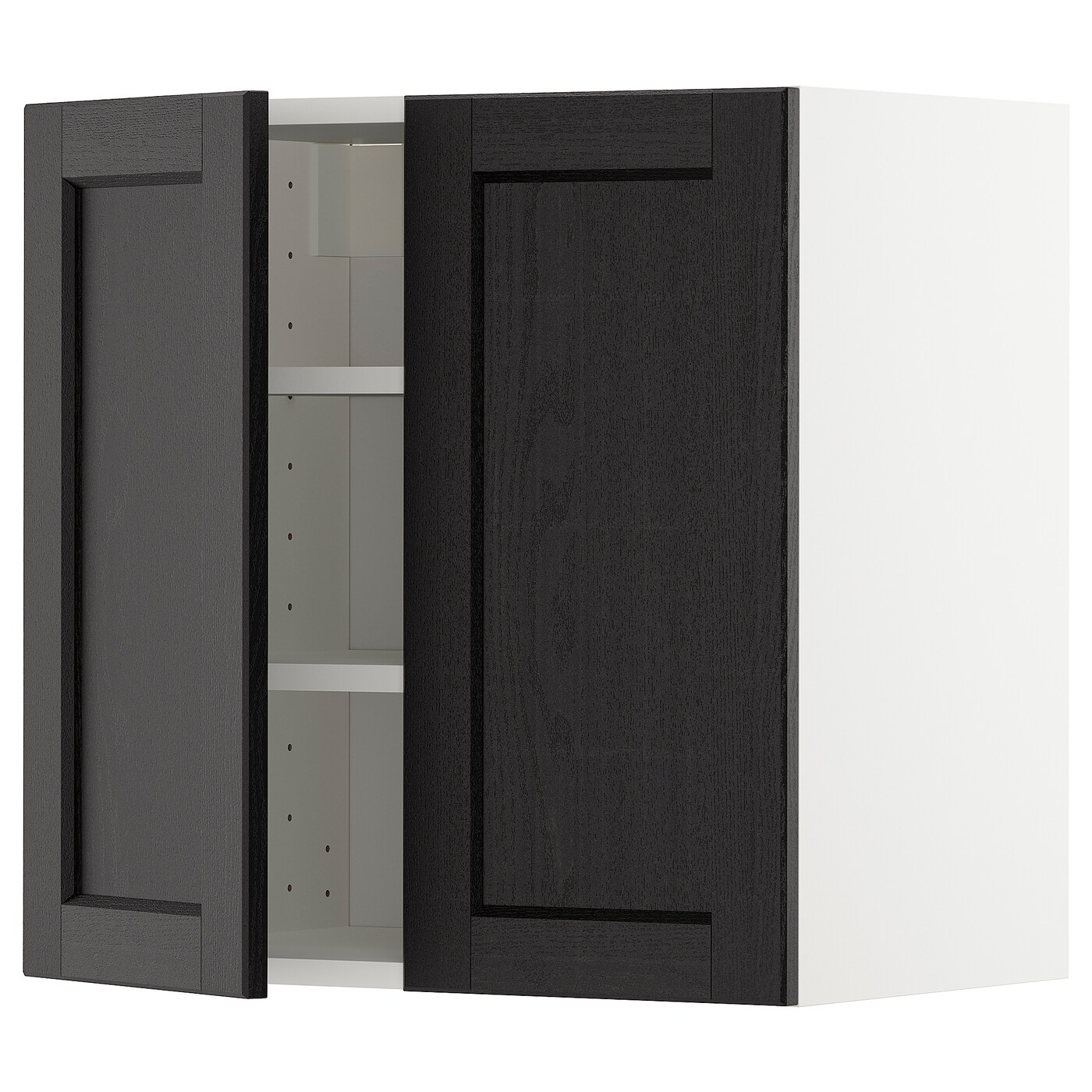 Навесной шкаф с полкой - METOD IKEA/ МЕТОД ИКЕА, 60х60 см, черный/белый