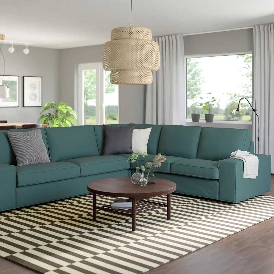 5-местный угловой диван - IKEA KIVIK, 83x95x257/297см, зеленый, КИВИК ИКЕА (изображение №2)