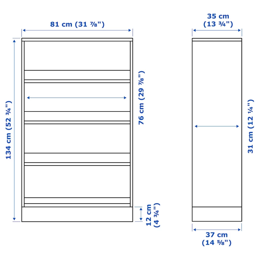 Книжный шкаф - HAVSTA IKEA/ ХАВСТА ИКЕА,  134х81 см, серый (изображение №4)