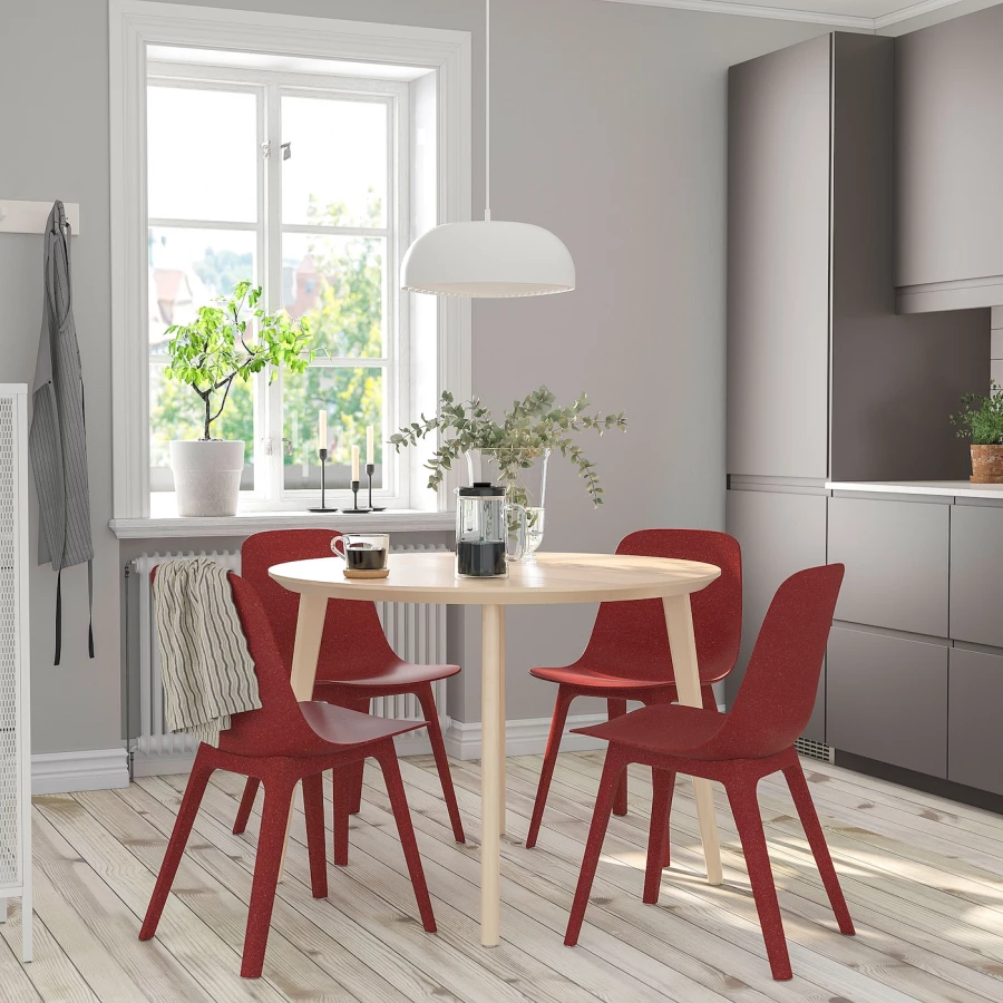 Кухонный стол - LISABO/ODGER IKEA/ ЛИСАБО/ОДГЕР ИКЕА, 105х74 см, красный/бежевый (изображение №2)