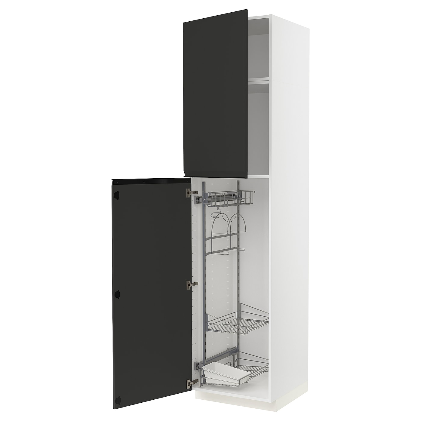 Высокий шкаф/бытовой - IKEA METOD/МЕТОД ИКЕА, 60х60х240 см, белый/черный