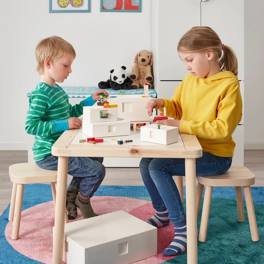 Набор коробок LEGO® с крышкой - IKEA BYGGLEK, 3 штуки, белый  ИКЕА БЮГГЛЕК (изображение №2)