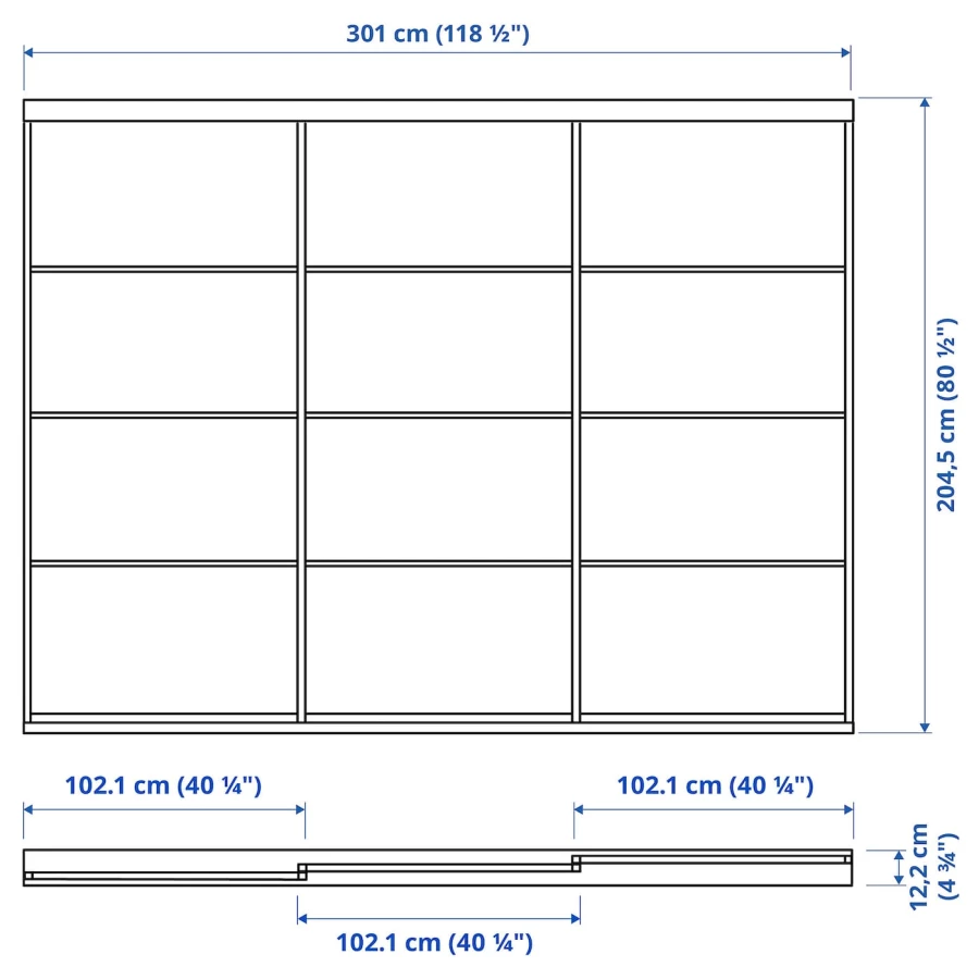 Комбинация раздвижных дверей - SKYTTA/SVARTISDAL   IKEA/ СКЮТТА/СВАРТИСДАЛЬ   ИКЕА, 301х205 см, белый (изображение №2)