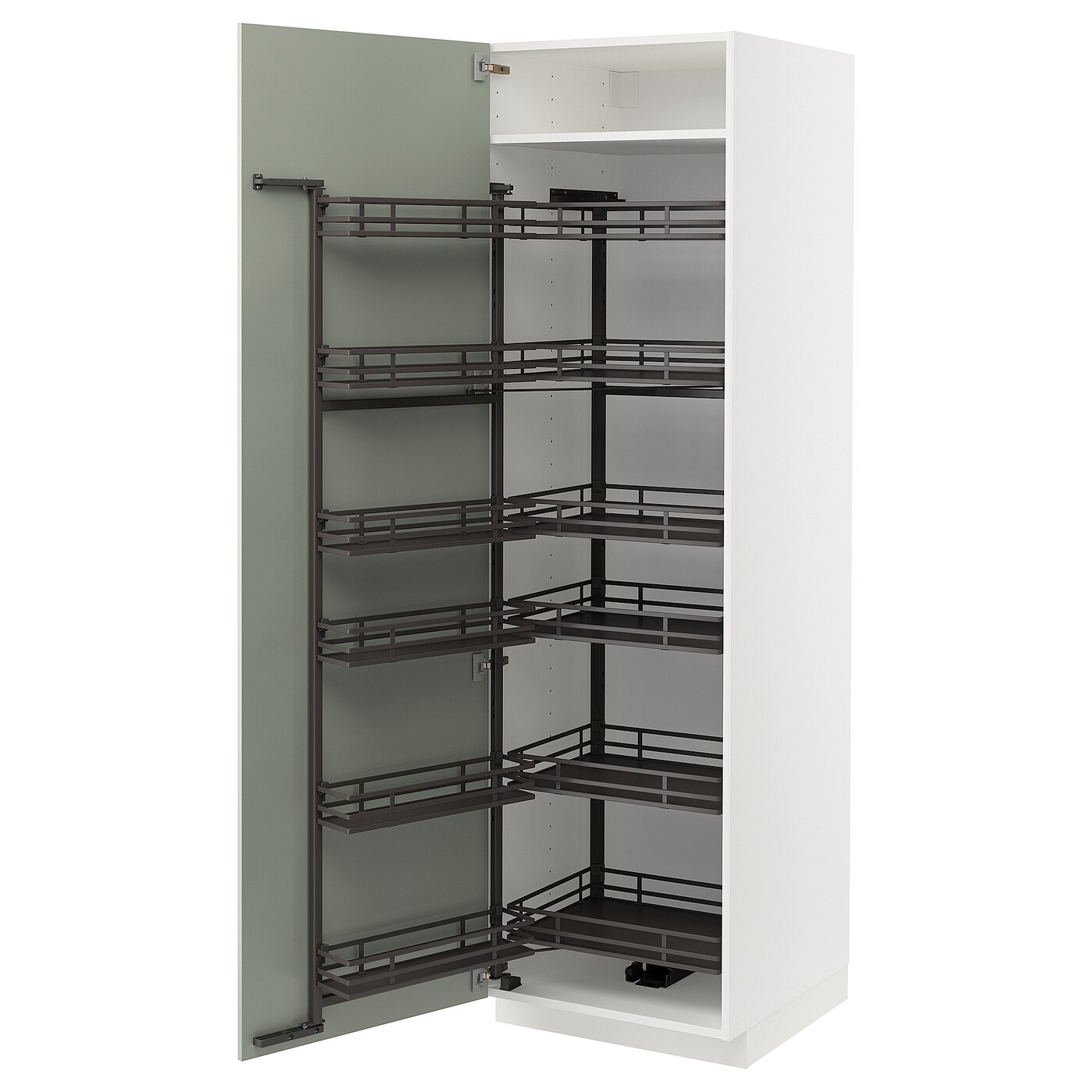 Высокий шкаф с выдвижной кладовой - IKEA METOD/МЕТОД ИКЕА, 60х60х200 см, зеленый/белый