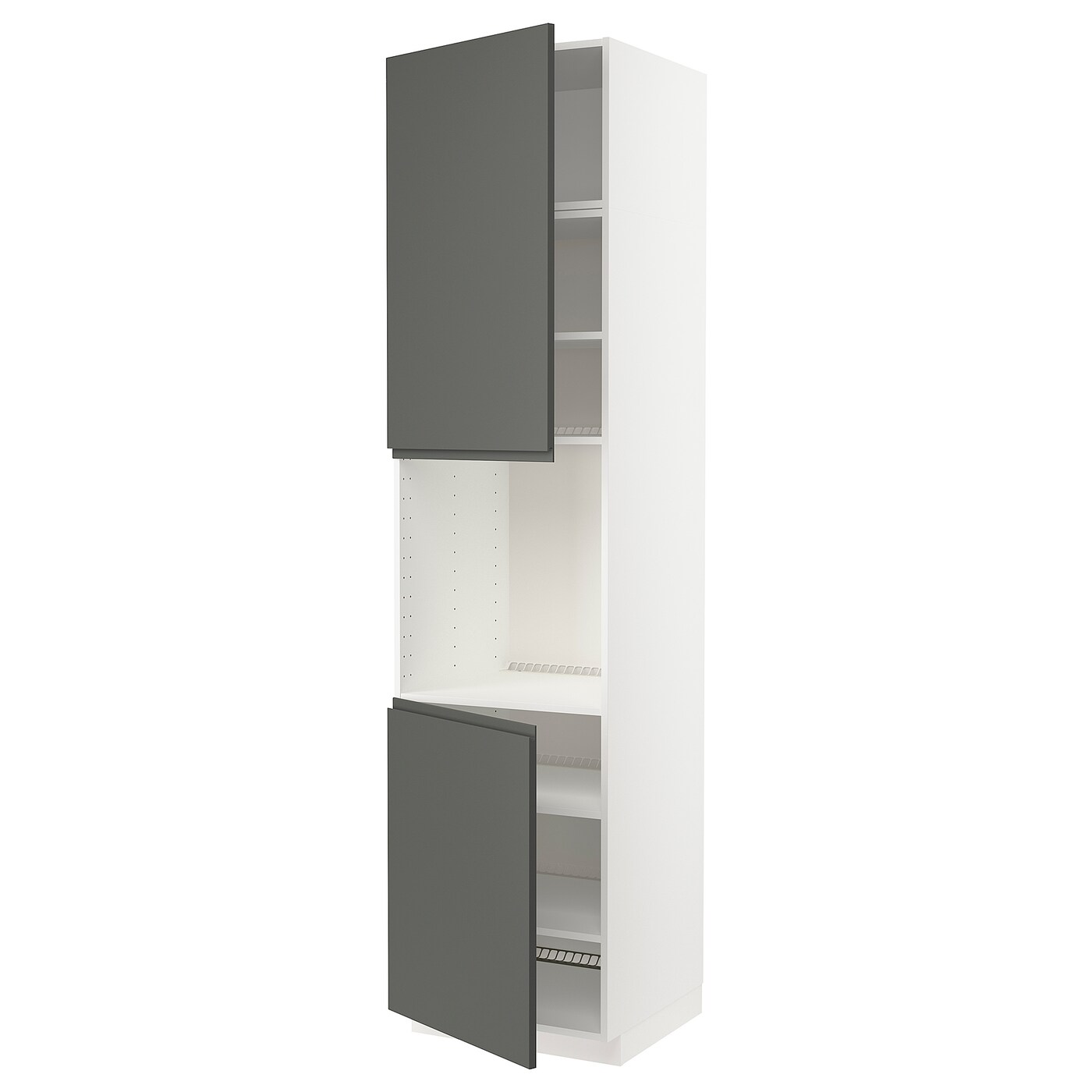 Высокий кухонный шкаф с полками - IKEA METOD/МЕТОД ИКЕА, 240х60х60 см, белый/темно-серый