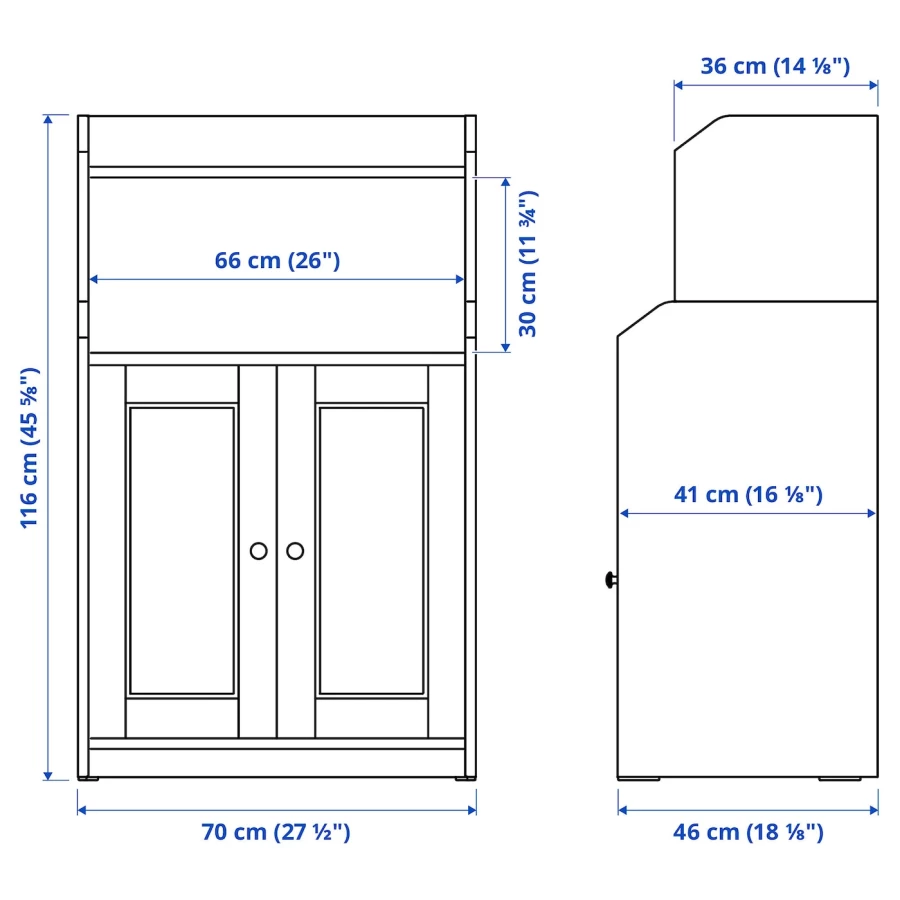 Шкаф - HAUGA IKEA/ХАУГА ИКЕА, 46х70х116 см, серый (изображение №9)