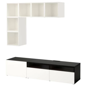Комбинация тумб под ТВ - IKEA BESTÅ/BESTA EKET, 170x42x180см, белый/черный, БЕСТО ЭКЕТ ИКЕА