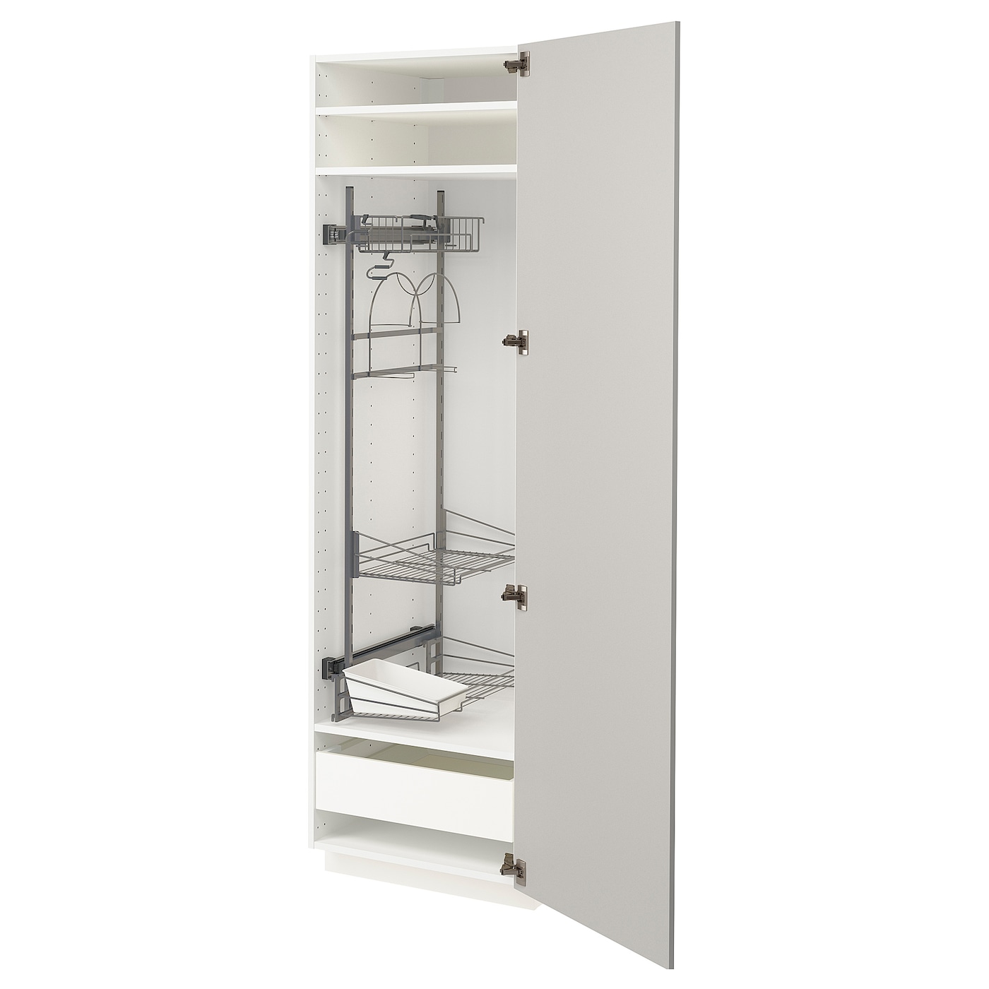 Высокий шкаф/бытовой - IKEA METOD/MAXIMERA/МЕТОД/МАКСИМЕРА ИКЕА, 200х60х60 см, белый/серый
