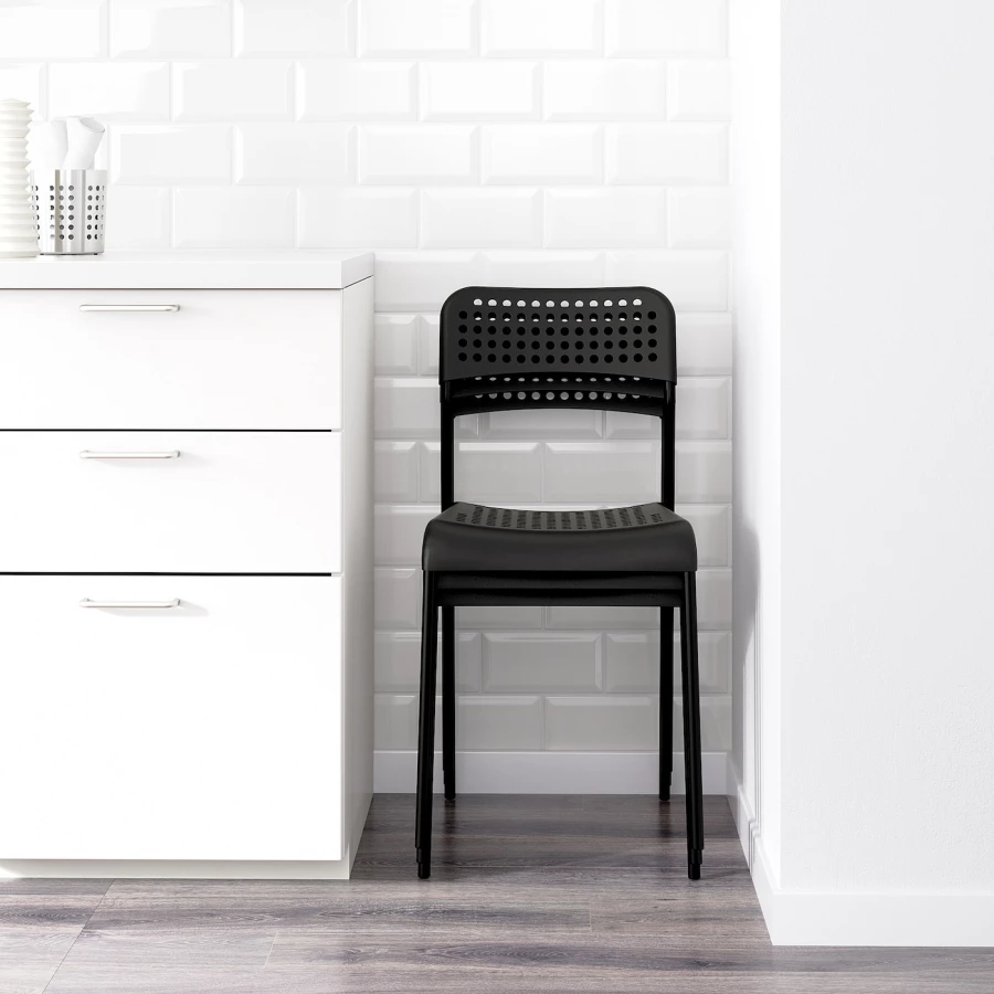 Стол и 4 стула - IKEA MELLTORP/ADDE/МЕЛЬТОРП/АДДЕ ИКЕА, 125х75 см, белый/черный (изображение №5)