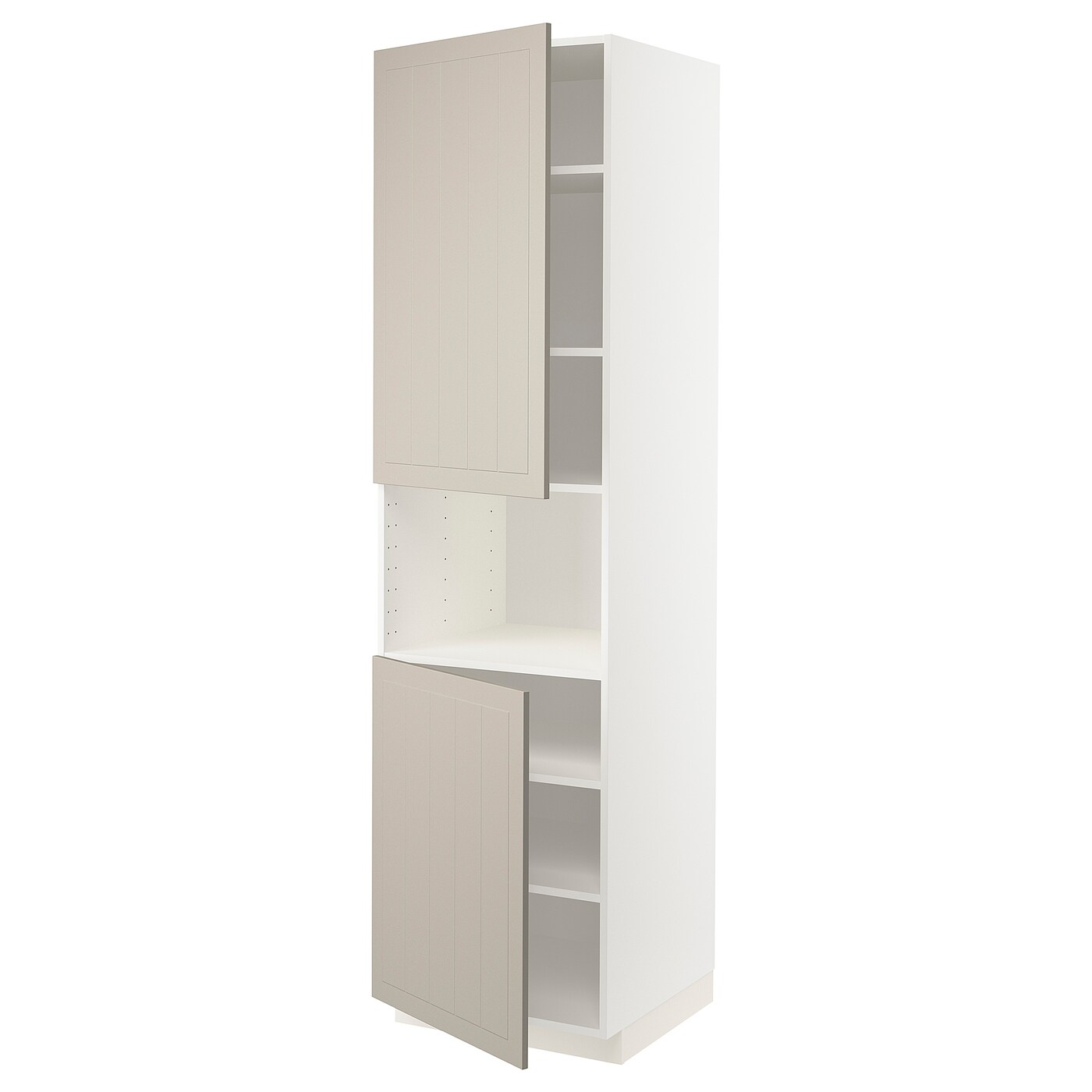 Высокий кухонный шкаф с полками - IKEA METOD/МЕТОД ИКЕА, 220х60х60 см, белый/бежевый