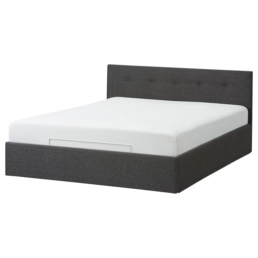 Кровать с ящиком - IKEA BJORBEKK, 200х140 см, серый, БЙОРБЕКК ИКЕА (изображение №1)