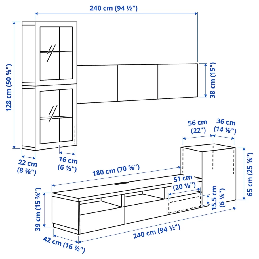 Комплект мебели д/гостиной  - BESTÅ / BESTА IKEA/ БЕСТА ИКЕА, 300х211 см, под беленый дуб (изображение №11)