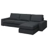 3-местный диван и шезлонг - IKEA KIVIK, 83x95/163x318см, черный, КИВИК ИКЕА