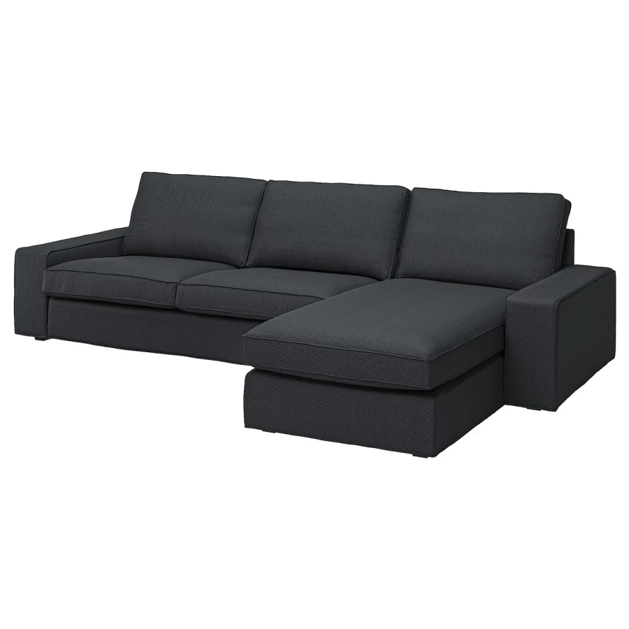3-местный диван и шезлонг - IKEA KIVIK, 83x95/163x318см, черный, КИВИК ИКЕА (изображение №1)