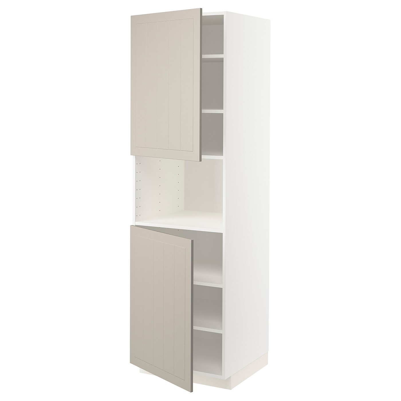 Высокий кухонный шкаф с полками - IKEA METOD/МЕТОД ИКЕА, 200х60х60 см, белый/бежевый