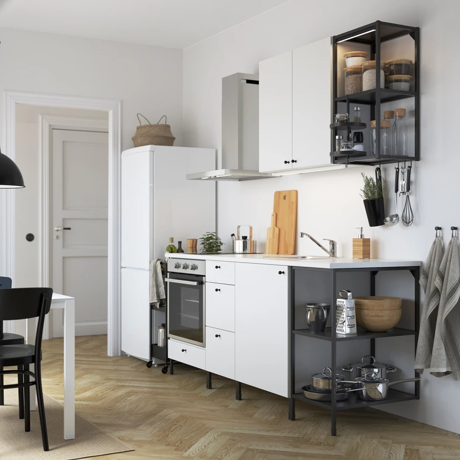 Кухня -  ENHET  IKEA/ ЭНХЕТ ИКЕА, 203х222 см, белый/черный (изображение №2)