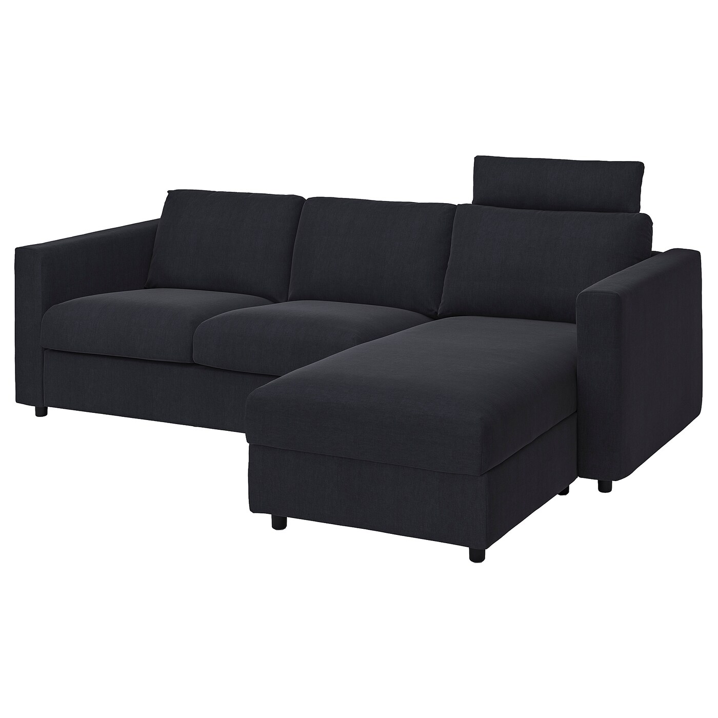Чехол на 3-местный диван с шезлонгом - IKEA  VIMLE/ВИМЛЕ ИКЕА, 252х103 см,черный