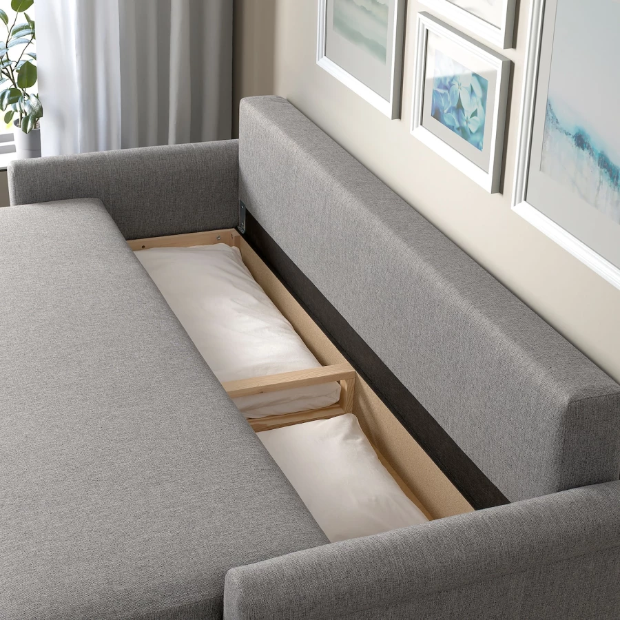 3-местный диван-кровать - IKEA DÅNHULT/DANHULT,  78x96x220см, серый, ДАНХУЛЬТ ИКЕА (изображение №8)