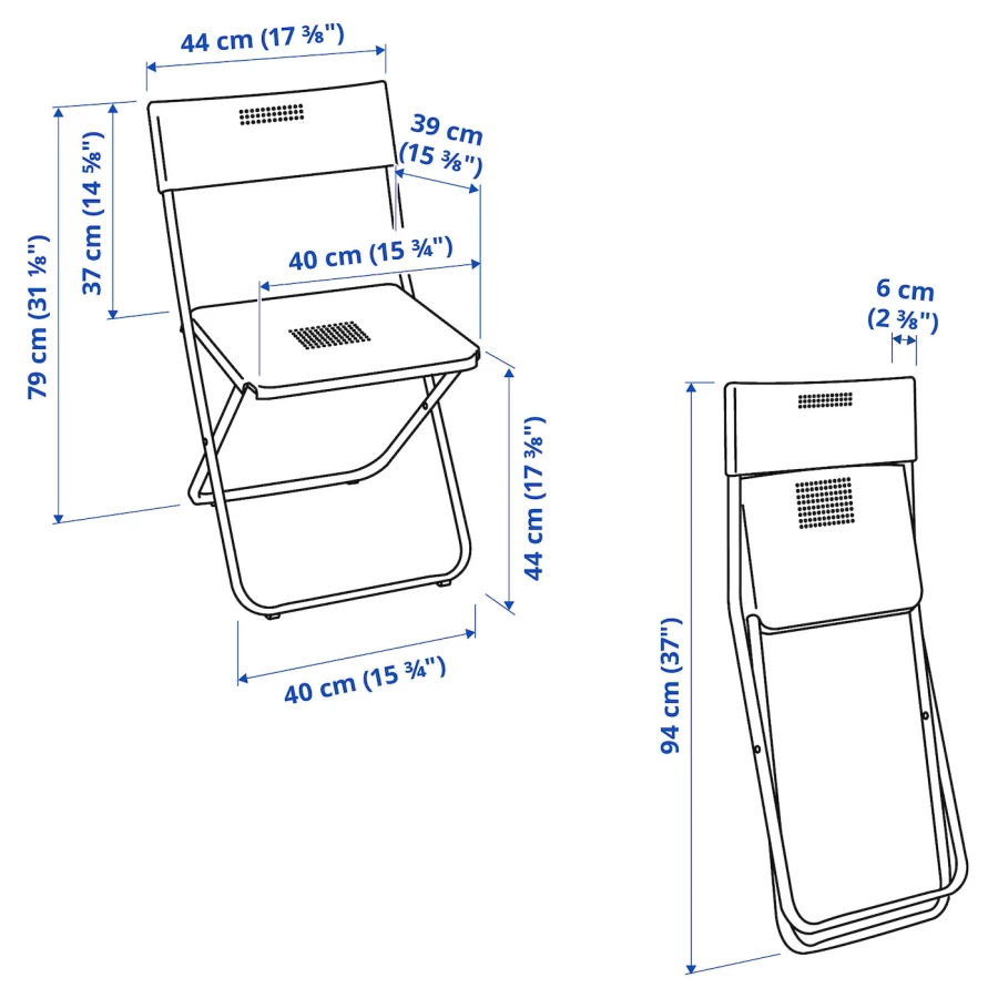 Складной стул - FEJAN ИКЕА, 89х44х42 см, белый, ФЕЙЯН ИКЕА (изображение №5)