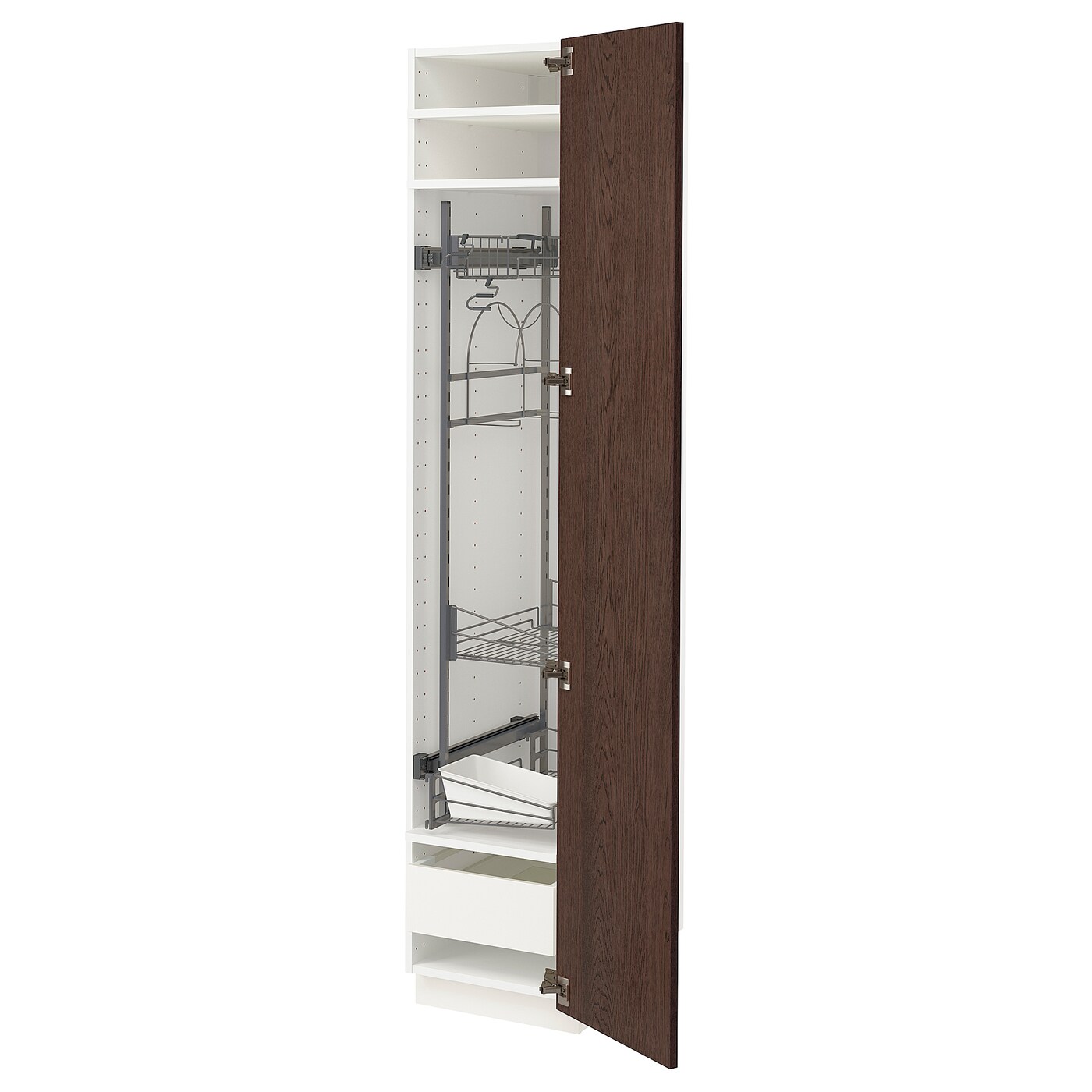 Высокий шкаф/бытовой - IKEA METOD/MAXIMERA/МЕТОД/МАКСИМЕРА ИКЕА, 200х60х40 см, белый/коричневый