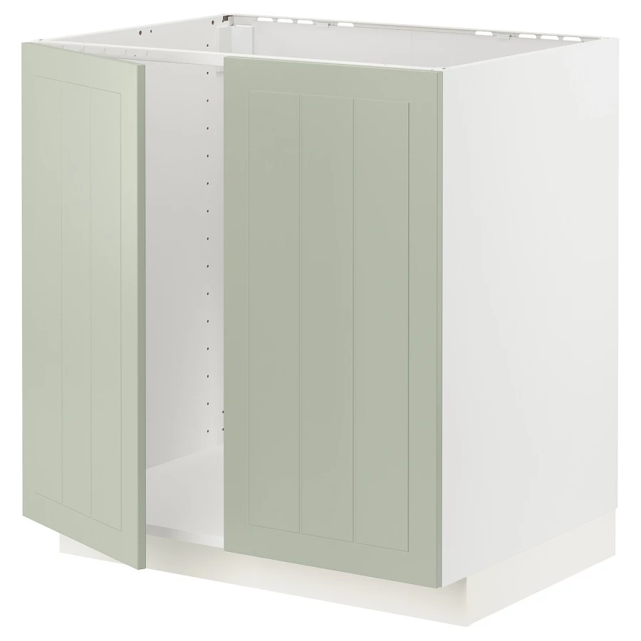 Шкаф под раковину/2 дверцы - METOD IKEA/ МЕТОД ИКЕА, 88х80  см. белый/зеленый (изображение №1)