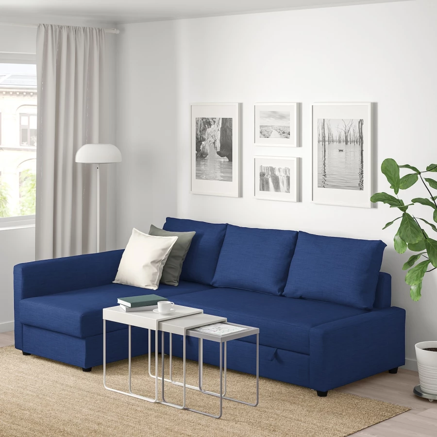 Угловой диван-кровать - IKEA FRIHETEN, 66x151x230см, синий, ФРИХЕТЭН ИКЕА (изображение №3)