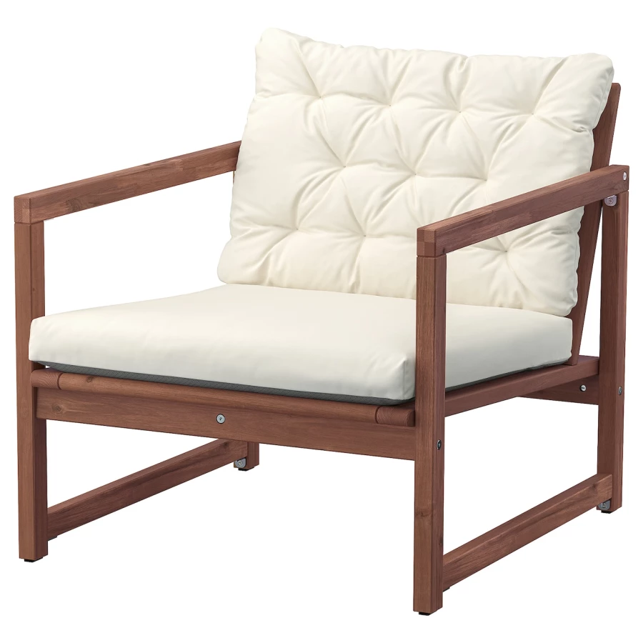 Садовое кресло - IKEA NÄMMARÖ/NAMMARO/НЭММАРО ИКЕА, 69х75х78 см, белый/коричневый (изображение №1)