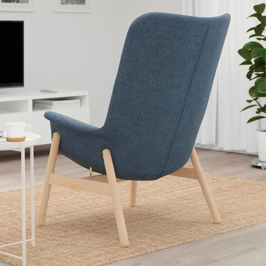 Кресло с высокой спинкой - IKEA VEDBO/ВЕДБО ИКЕА, 108х85х80 см, темно-синий (изображение №3)