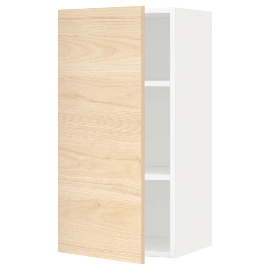 Навесной шкаф с полкой - METOD IKEA/ МЕТОД ИКЕА, 80х40 см, белый/под беленный дуб (изображение №1)