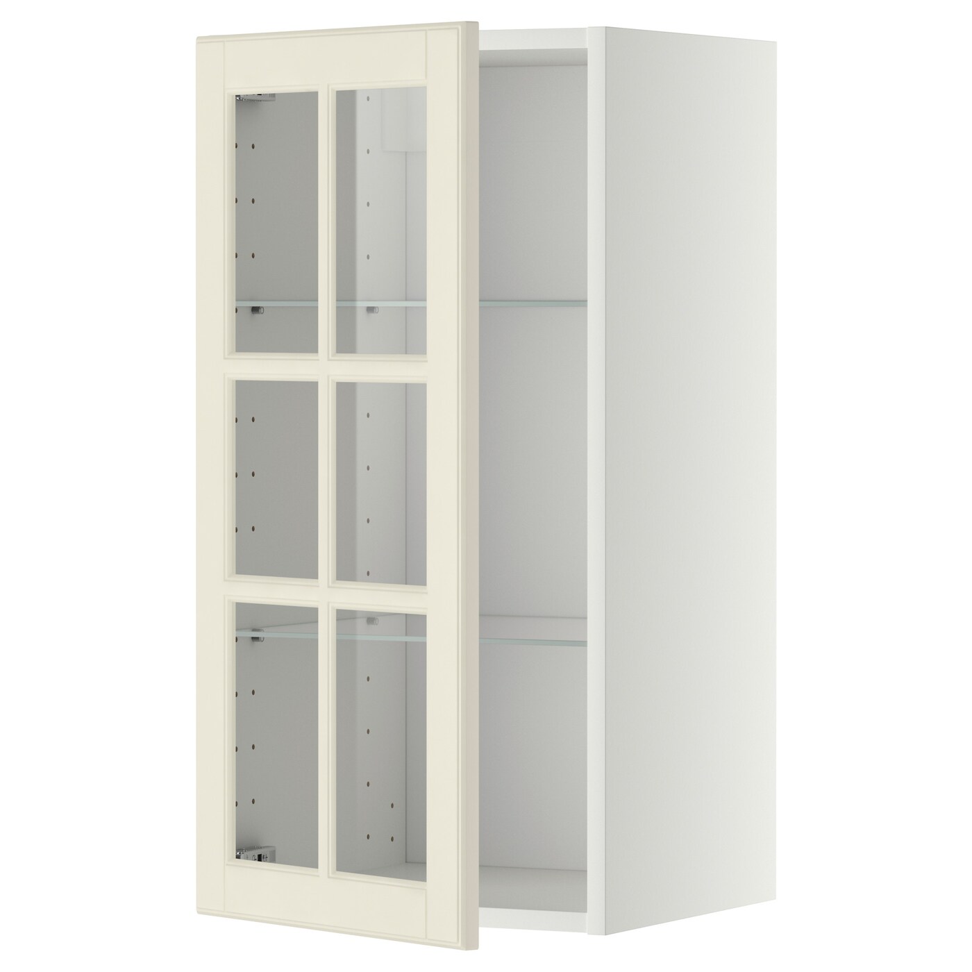 Шкаф со стеклянными дверцами  - METOD  IKEA/  МЕТОД ИКЕА, 80х40 см, белый/кремовый