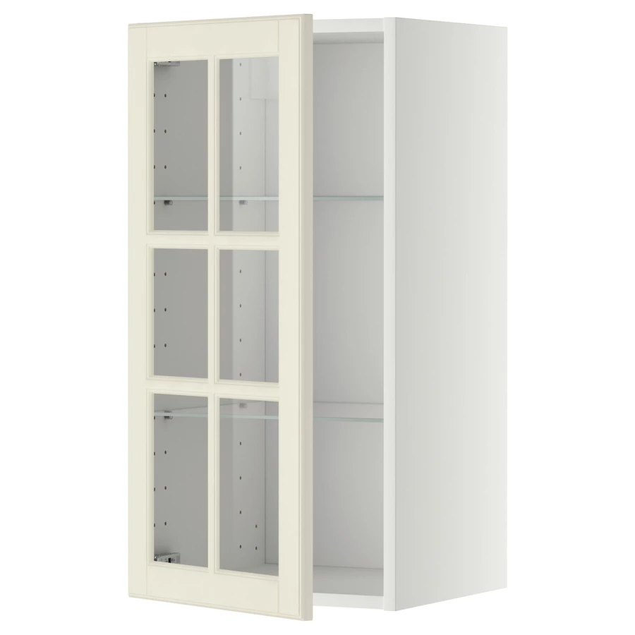 Шкаф со стеклянными дверцами  - METOD  IKEA/  МЕТОД ИКЕА, 80х40 см, белый/кремовый (изображение №1)