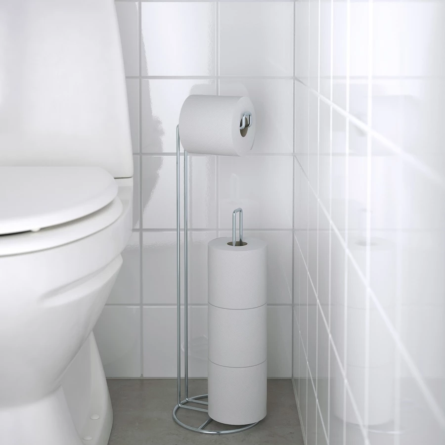 Подставка для рулонов туалетной бумаги - KROKFJORDEN IKEA/ КРОКФЬЁРДЕН ИКЕА, 56 см, серебристый (изображение №2)