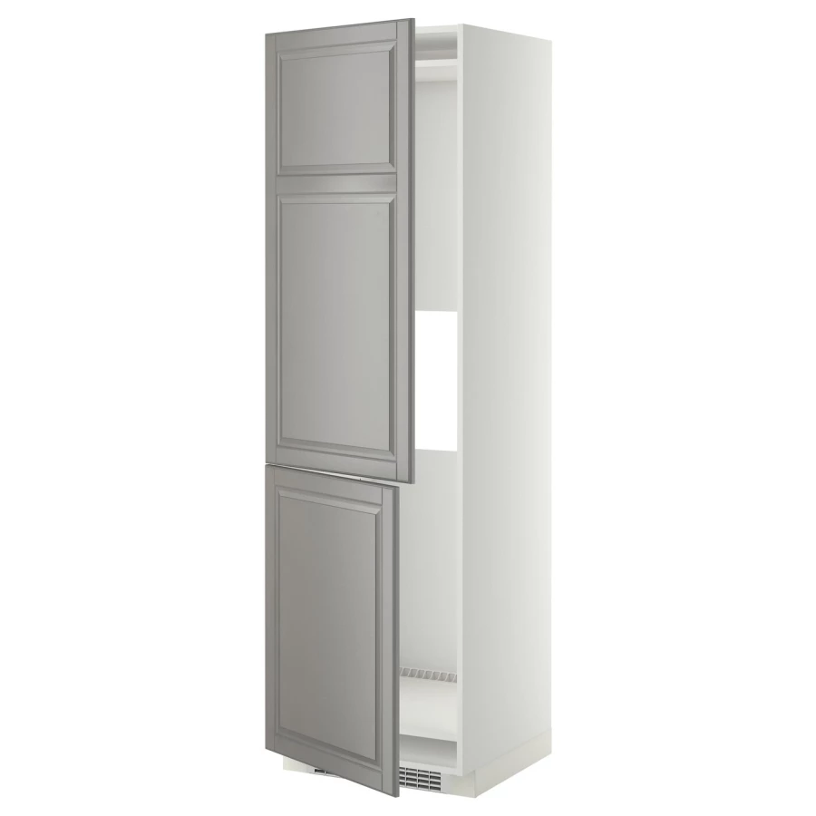 Высокий кухонный шкаф - IKEA METOD/МЕТОД ИКЕА, 200х60х60 см, белый/серый (изображение №1)
