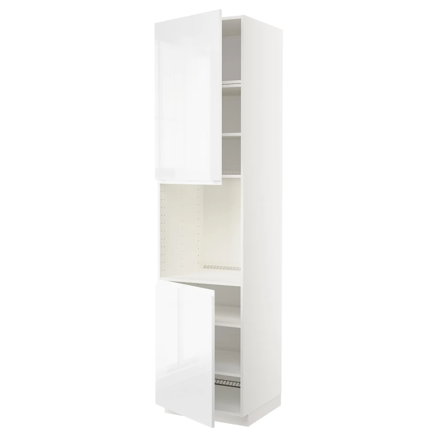 Высокий кухонный шкаф с полками - IKEA METOD/МЕТОД ИКЕА, 240х60х60 см, белый глянцевый (изображение №1)