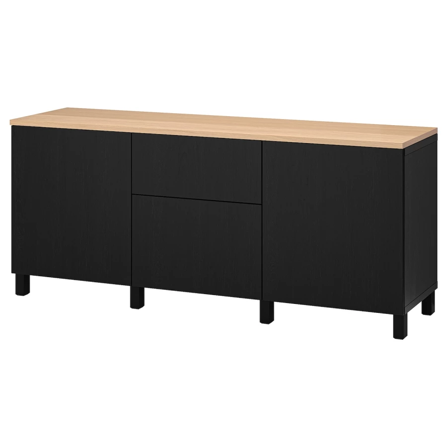 Комбинация для хранения - IKEA BESTÅ/BESTA/ БЕСТО ИКЕА, 180x42x76 см, черный (изображение №1)