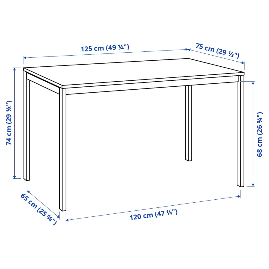 Стол - MELLTORP/KÄTTIL IKEA/МЕЛЛЬТОР, 125х75х74 см, белый (изображение №6)