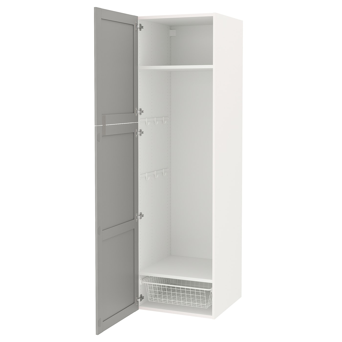 Высокая тумба для ванной - ENHET  IKEA/ЭНХЕТ ИКЕА, 60x62x210 см, белый/серый