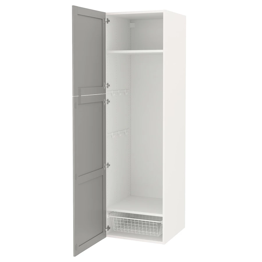 Высокая тумба для ванной - ENHET  IKEA/ЭНХЕТ ИКЕА, 60x62x210 см, белый/серый (изображение №1)