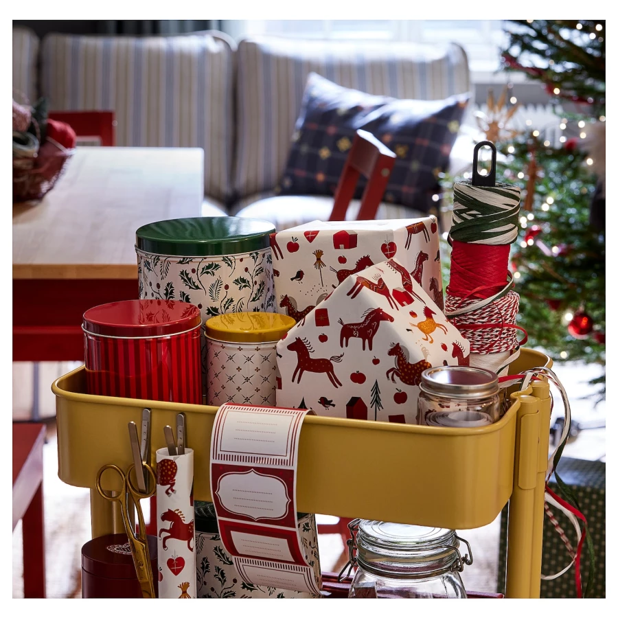 Подарочная упаковка - IKEA VINTERFINT, 3х0.7 м, белый/красный, ВИНТЕРФИНТ ИКЕА (изображение №2)