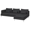 3-местный диван и шезлонг - IKEA SÖDERHAMN/SODERHAMN, 99x285см, черный, СЕДЕРХАМН ИКЕА