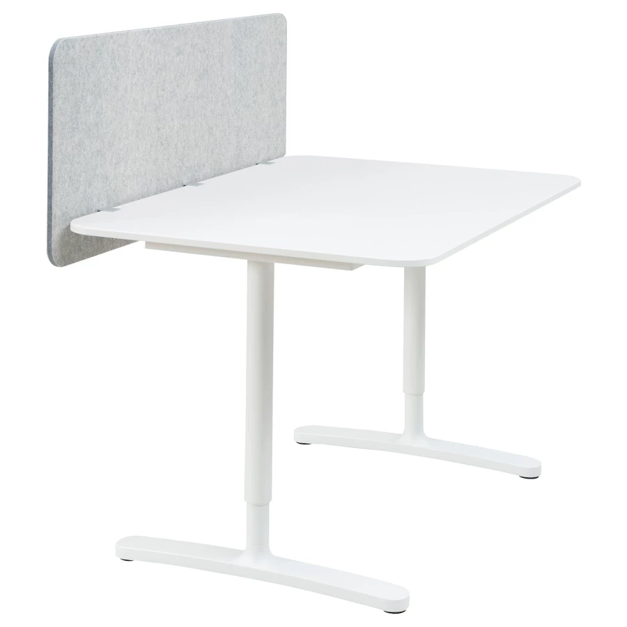 Письменный стол с экраном - IKEA BEKANT, 120х80 см, 120х48 см, белый/серый, БЕКАНТ ИКЕА (изображение №1)