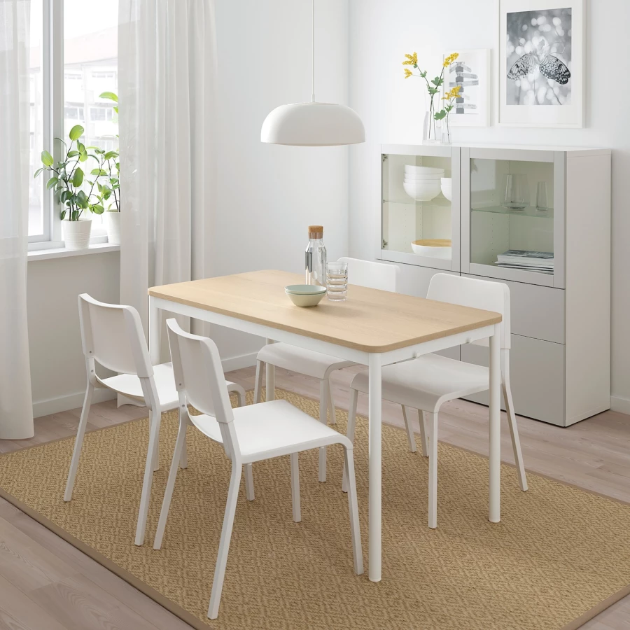 Стол и 4 стула - TOMMARYD / TEODORES IKEA/ ТОММАРИД/ТЕОДОРЕС ИКЕА, 130х70х75 см, белый (изображение №2)