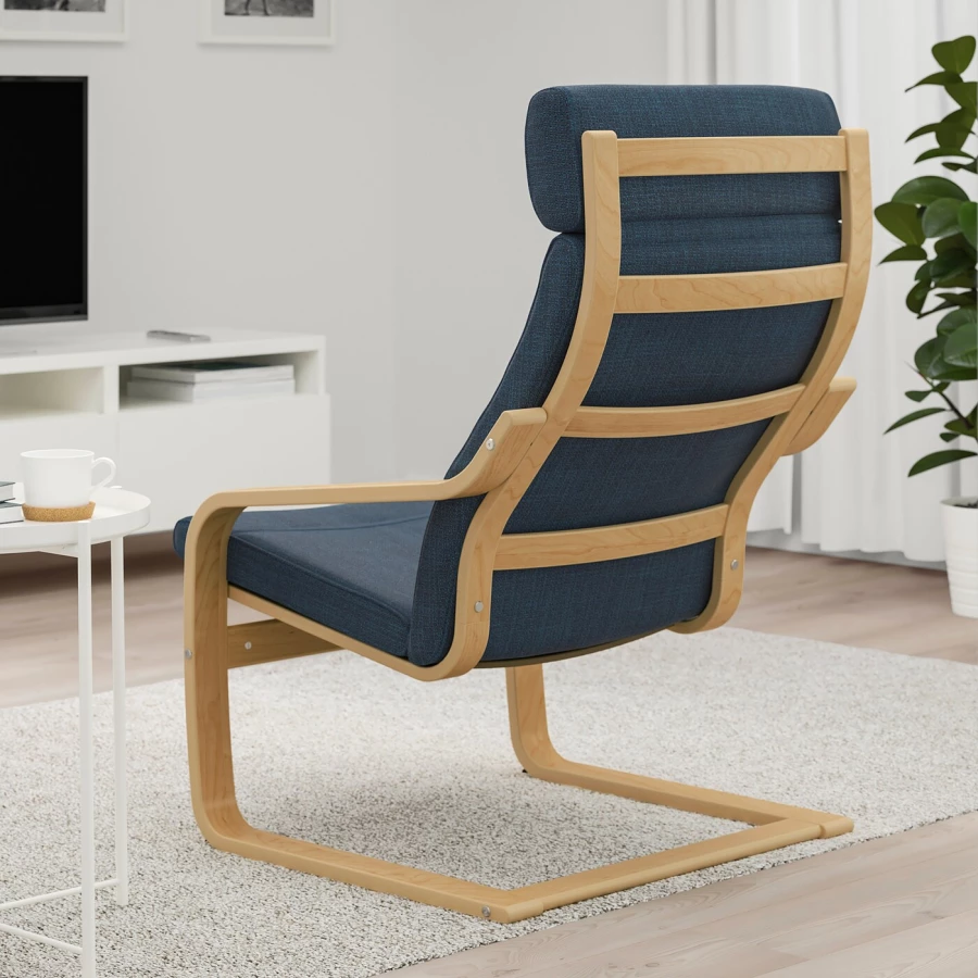 Кресло-качалка - IKEA POÄNG/POANG/ПОЭНГ ИКЕА, 68х82х100 см, темно-синий (изображение №3)