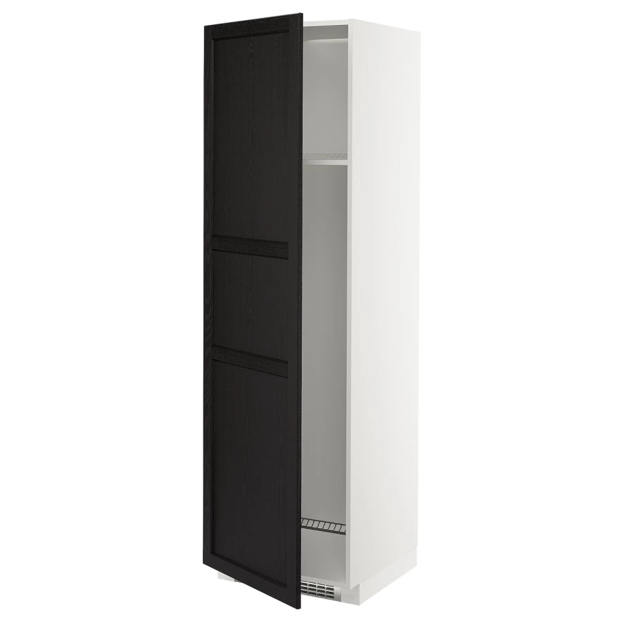 Высокий кухонный шкаф - IKEA METOD/МЕТОД ИКЕА, 200х60х60 см, черный/белый (изображение №1)